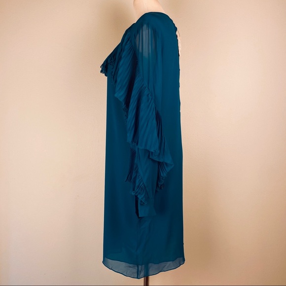 NEW Gucci Teal Light Silk Georgette Pleated Dress - Picture 3 of 7